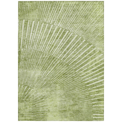 3' X 5' Sage Abstract Washable Non Skid Indoor Outdoor Area Rug
