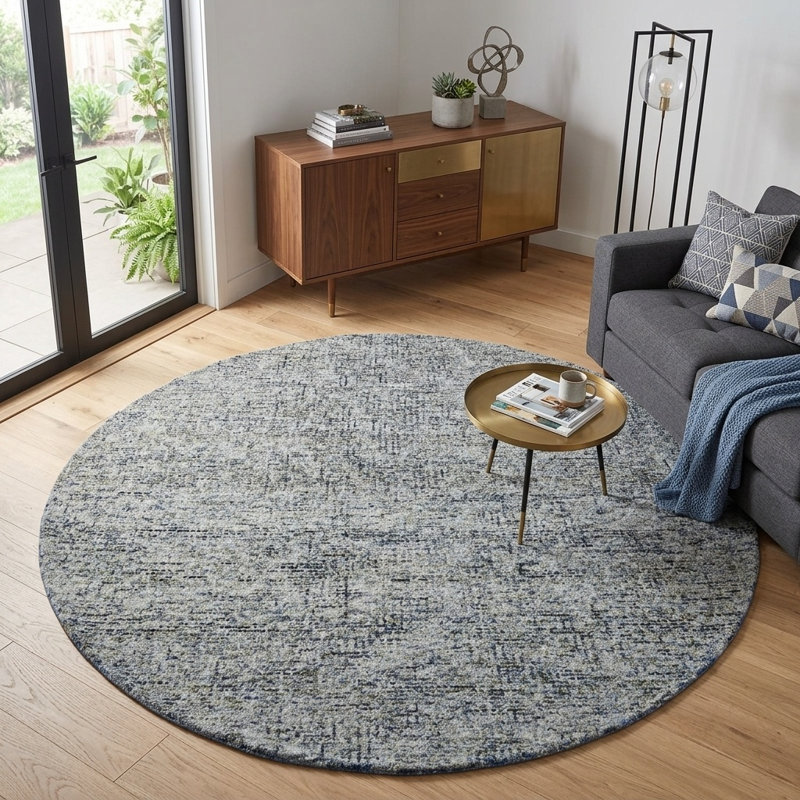 Tapis intérieur clair uni fait à la main 100% laine vert clair touffeté à la main, Rond 8 pi x 8 pi