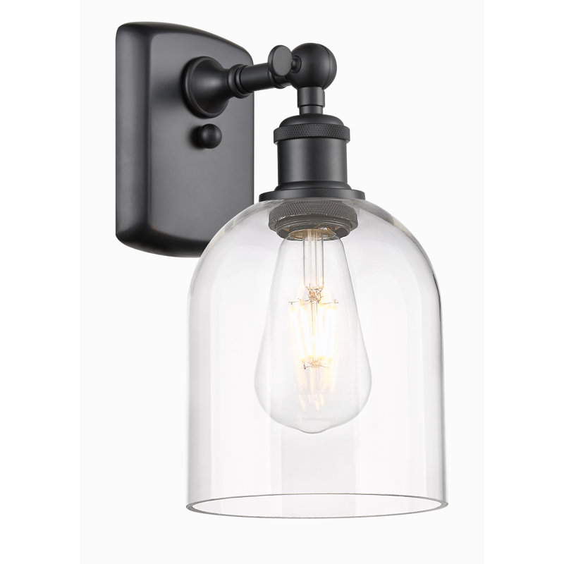 Anacaren Steel Armed Sconce, Clear, Matte Black
