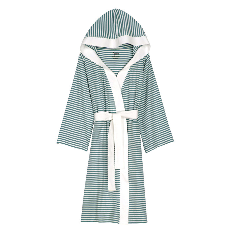Robe courte en coton biologique à rayures Seaside Serenity, Petit / moyen, Bleu sarcelle / blanc