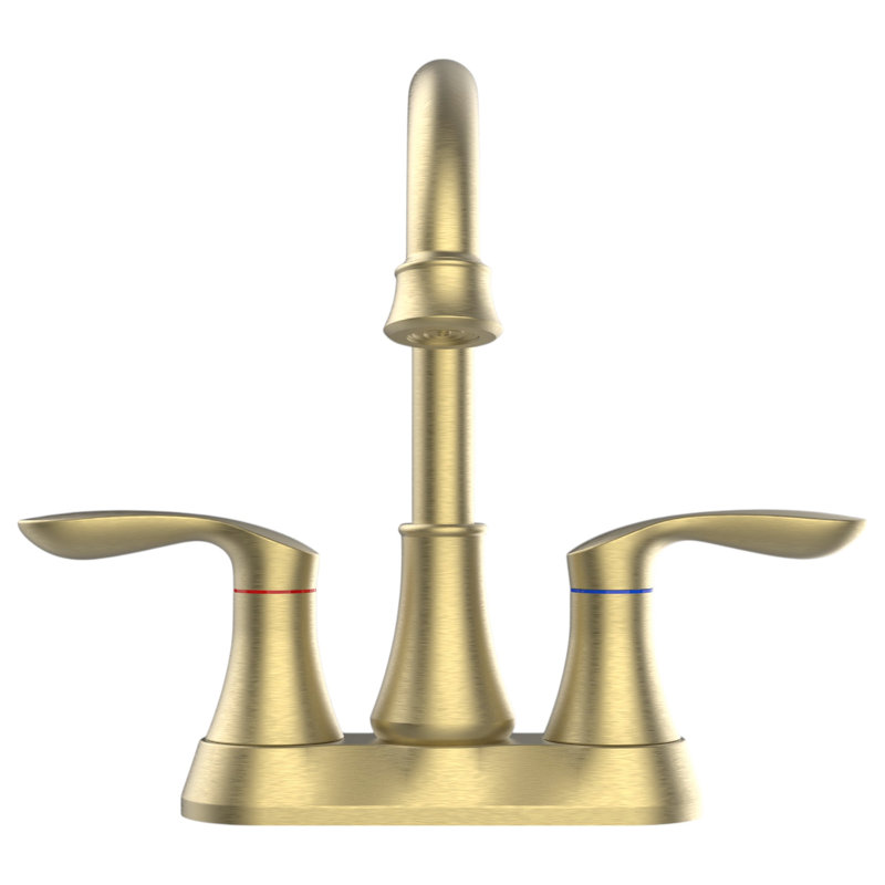 Centerset 2-handle Bathroom Faucet with Drain Assembly, Brushed Gold