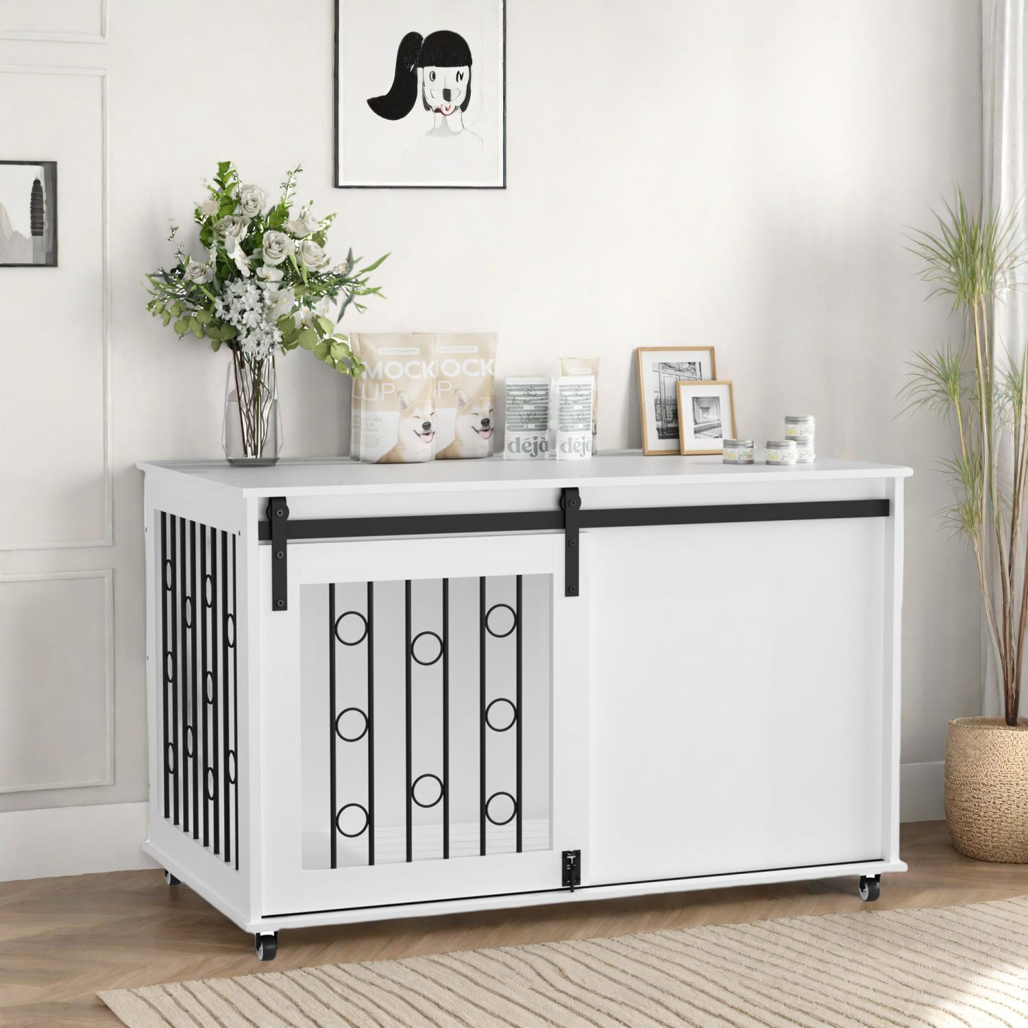 Picture of Tucker Murphy Pet™ Modern Wooden Dog Crate with Sliding Barn Door and ...