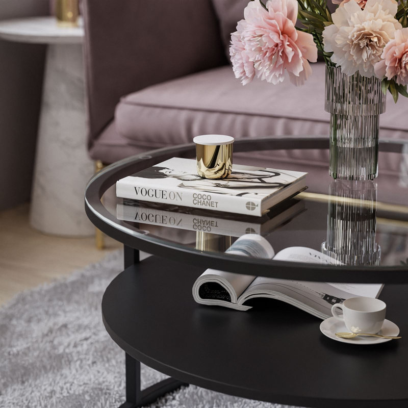 Roddie Coffee Table with Storage, Black