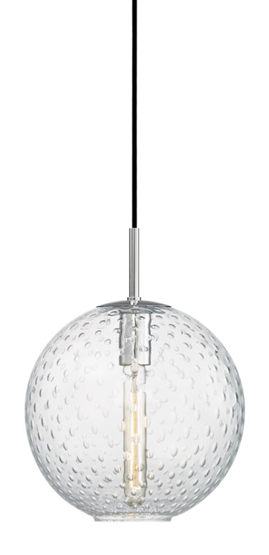 Rousseau 1 Light Pendant, Aged Brass, Clear, 19" H X 16" W X 16" D