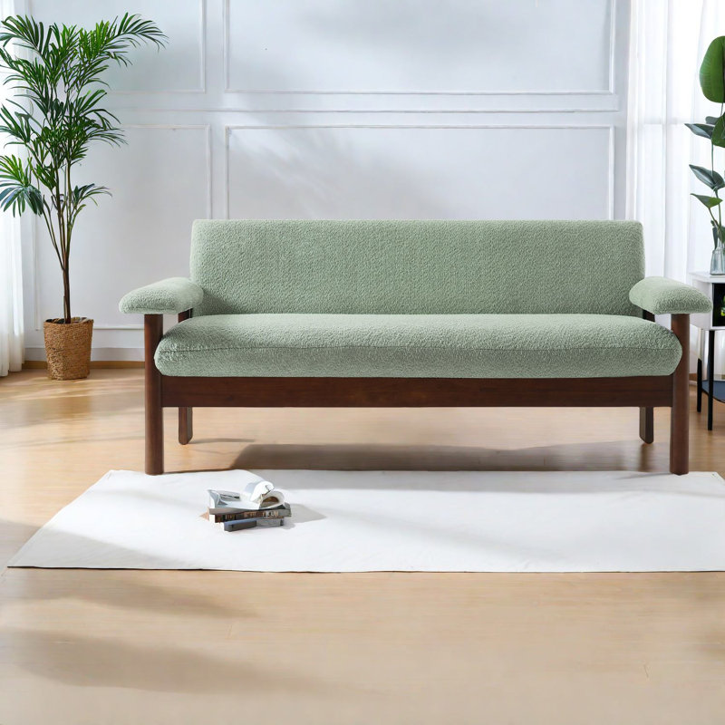 Spacieux canapé-causeuse vert, revêtement en polyester de style moderne pour une vie compacte