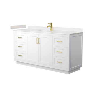 Meuble-lavabo simple autoportant de 66 po avec plateau en marbre Miranda