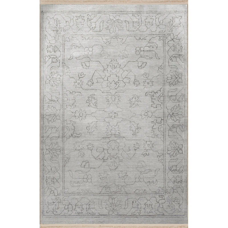 Gray Themed Traditional Motif Ethnic Floral Patterned Fringed Vintage Decorative Carpet, Rectangle 2'8" x 5'