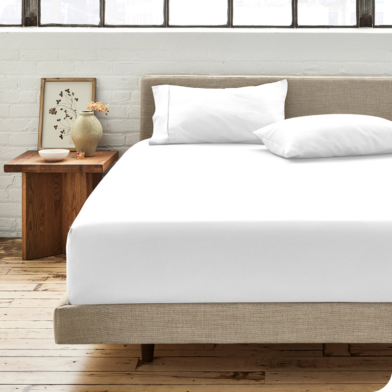 Organic Cotton Twin White Percale Fitted Sheet Set