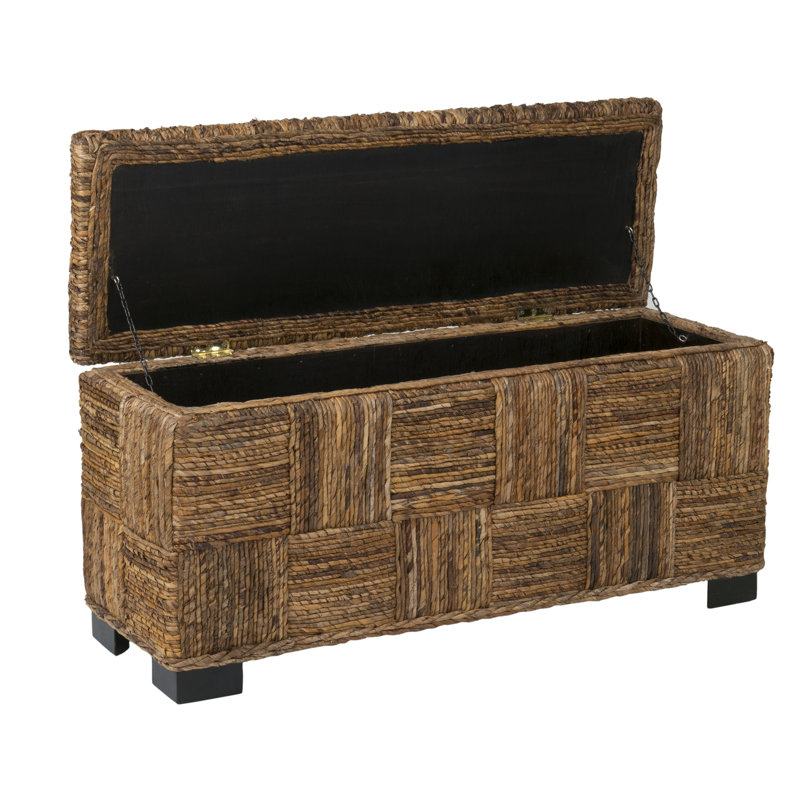 Castiel Abaca Flip Top Storage Bench, Brown
