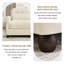 Canapé d'angle en chenille beige de 250 cm, pouf, coussin à volants et accoudoirs arrondis-1870905133