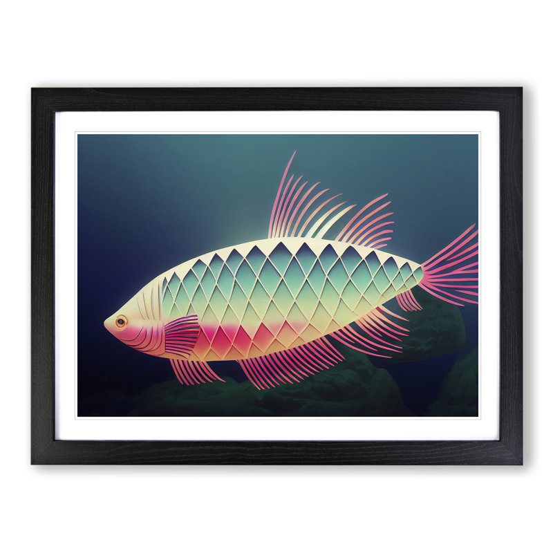XH1022-6604X Fish Vol.1 - Single Picture Frame Painting, Black, 46cm H x 64cm W x 2cm D