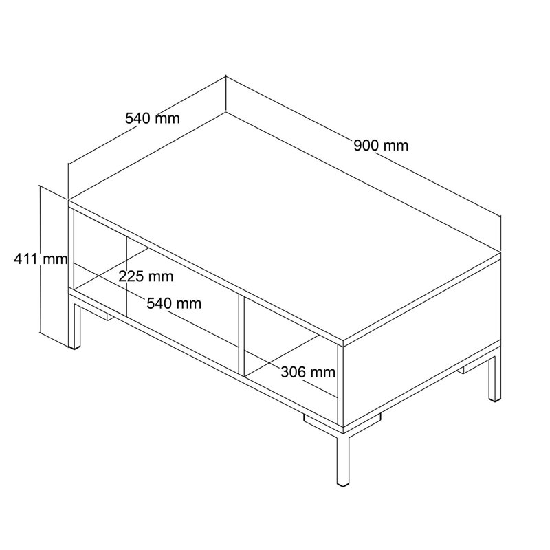 Table basse à 4 pieds avec rangement Jecory, Brun