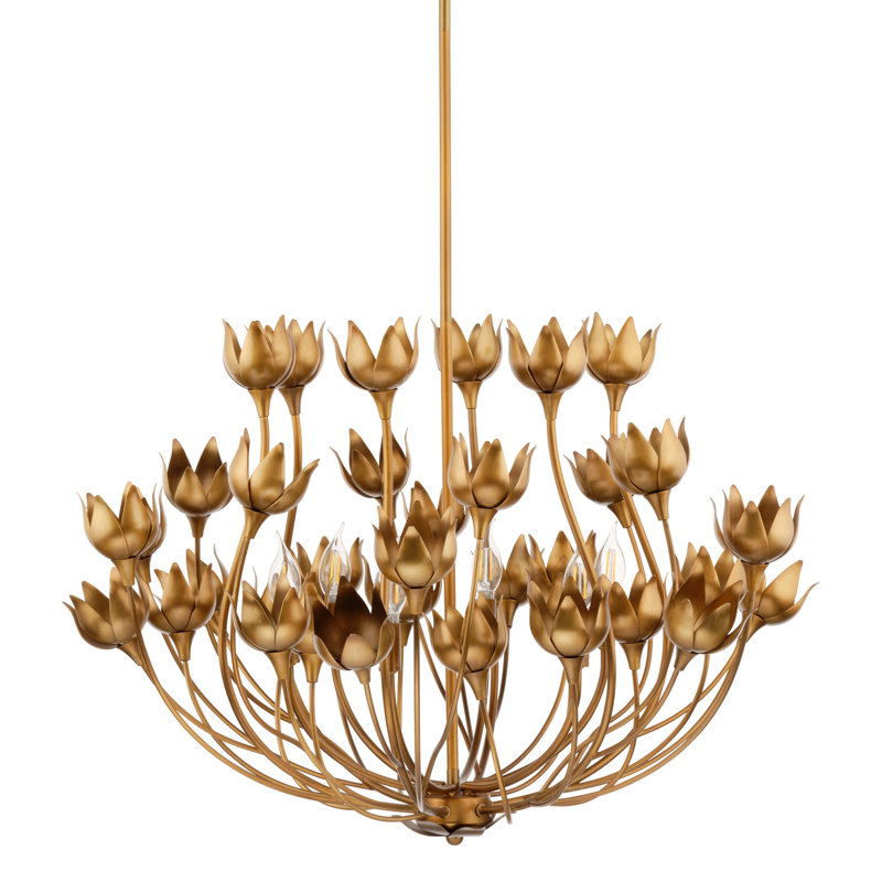 Dogwood 6-Light Chandelier, Antique Brass, Antique Brass