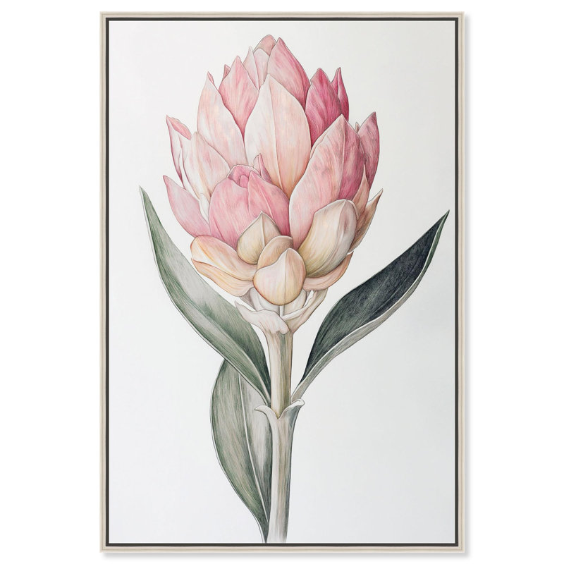 «Rosy Flowering I Floral Decor», reproduction d'art sur toile par Art Remedy, H 30 po x l 20 po, Cadre argenté