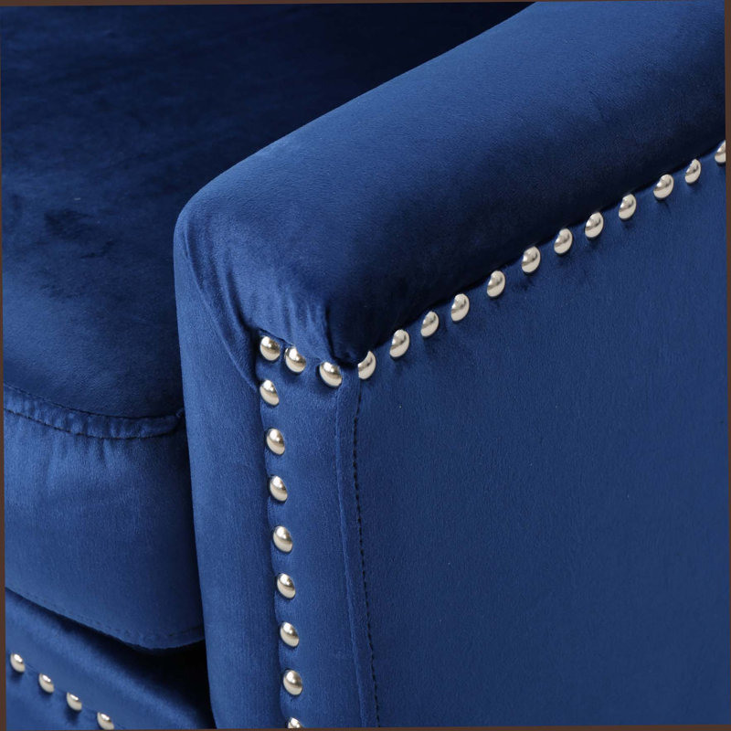 Fauteuil club velours bleu marine