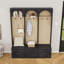 Farmhouse Hall Tree with Entryway Bench, Coat Rack, 3 Drawers and 8 Retro Hooks-1746915848