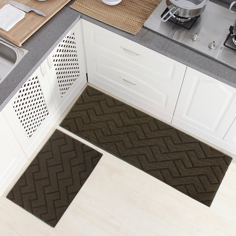 Tapis de cuisine antidérapant Weisler, Brun
