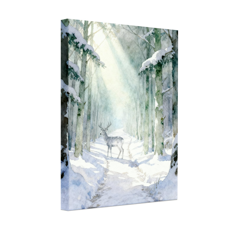 Ensemble de 3 impressions sur toile de Noël, forêt d'hiver, cerf, neige, sentier lumineux, H 24 po x l 16 po
