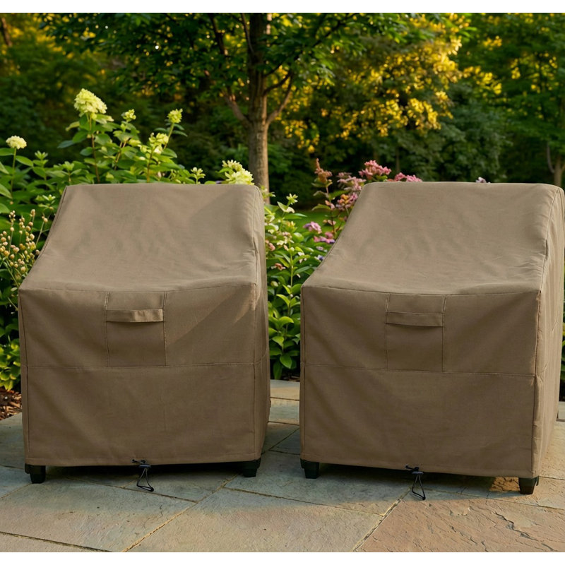 Set of 2 Heavy Duty Premium Patio Chair Cover – Breathable, Heavy-Duty Protector with Water-Resistant PVC, Adjustable Elastic Hem, Click-Close Straps, and Air Vents - Goodman