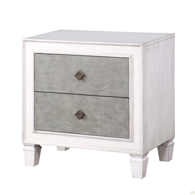 2-Drawers Nightstand Wooden Bedroom Furniture 1Pc
