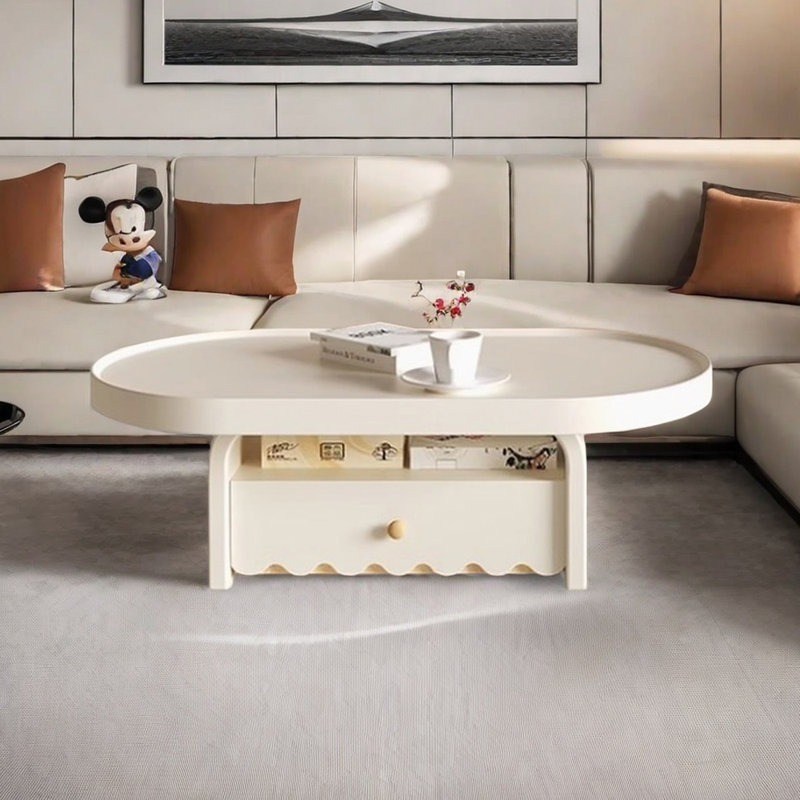 Cream style design solid wood coffee table