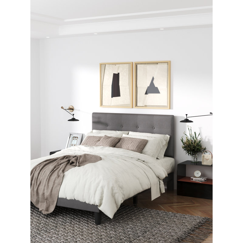 Lit tapissier Dora, Très grand, Gris
