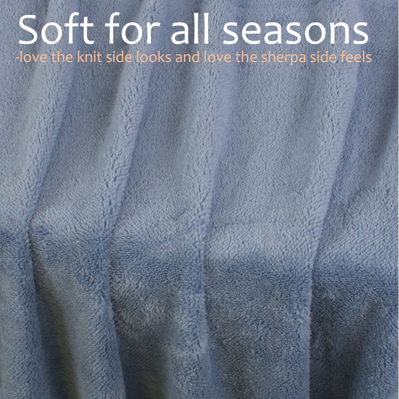 Catalonia Blue Reversible Sherpa Fleece Throw Blanket 50x60 Inches