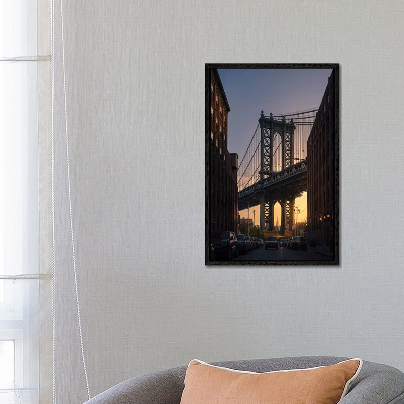 Bridge 1 Piece Wall Art on Canvas, 66.04cm H x 45.72cm W x 3.81cm D, Black Floater Framed