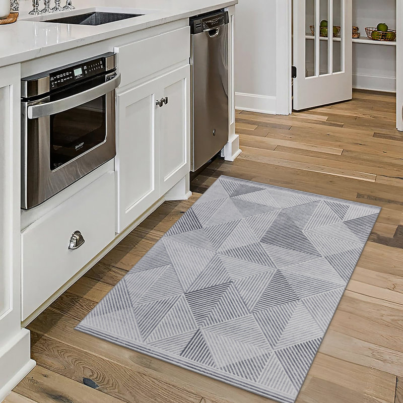 Jahree Miles Modern Geometric Machine Washable Area Rug, Rectangle 2' x 3', Gray