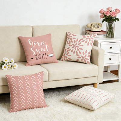 Pillow Covers 18x18 Set of 4, Decorative Outdoor Boho Modern Throw Pillow Covers, Home Sweet Home Farmhouse Cushion Case for Couch Sofa Bedroom Indoor Decor(No Insert)