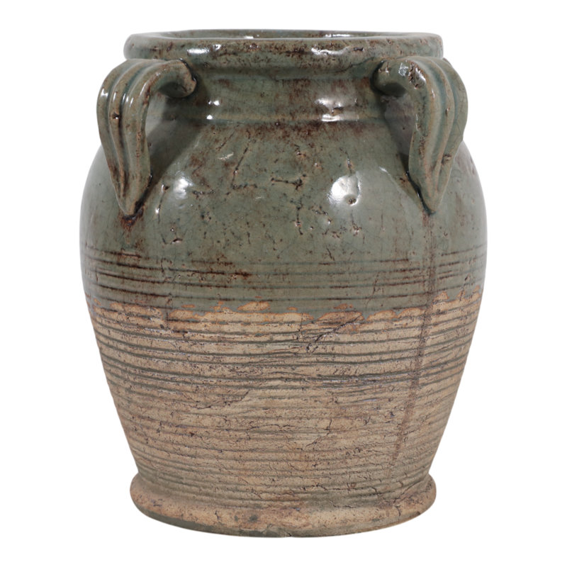 Ceramic/Porcelain Table Vase, 9.75" H x 9" W x 8.5" D, Matte Brown