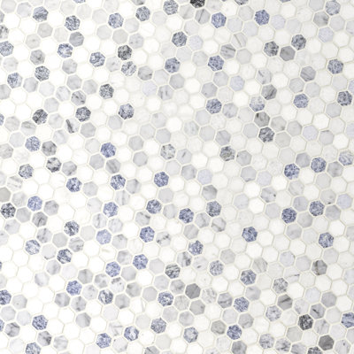Azula Hexagon 12" x 12" Marble Mesh-Mounted Mosaic Wall and Floor Tile