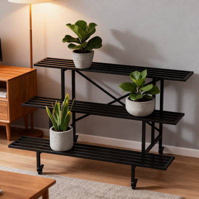 3-Tier Heavy-Duty Metal Plant Stand With Wheels, 660 Lbs Capacity Per Shelf, Rust-Resistant Steel Frame For Indoor And Outdoor Use