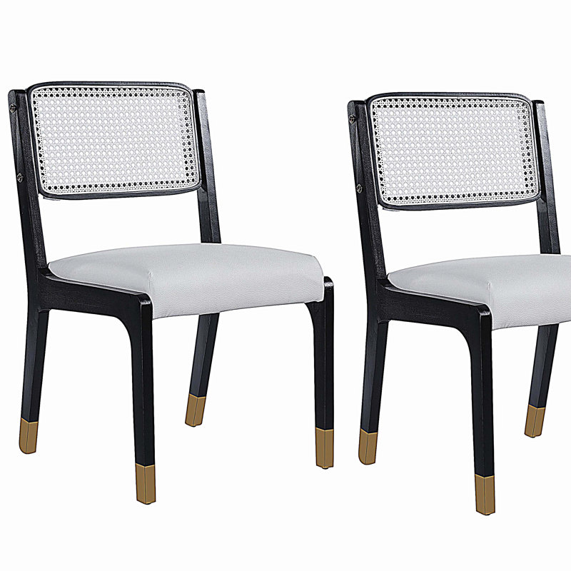 Chaises de salle à manger avec chaises rembourrées, pieds en bois massif et siège rembourré, ensemble de 2