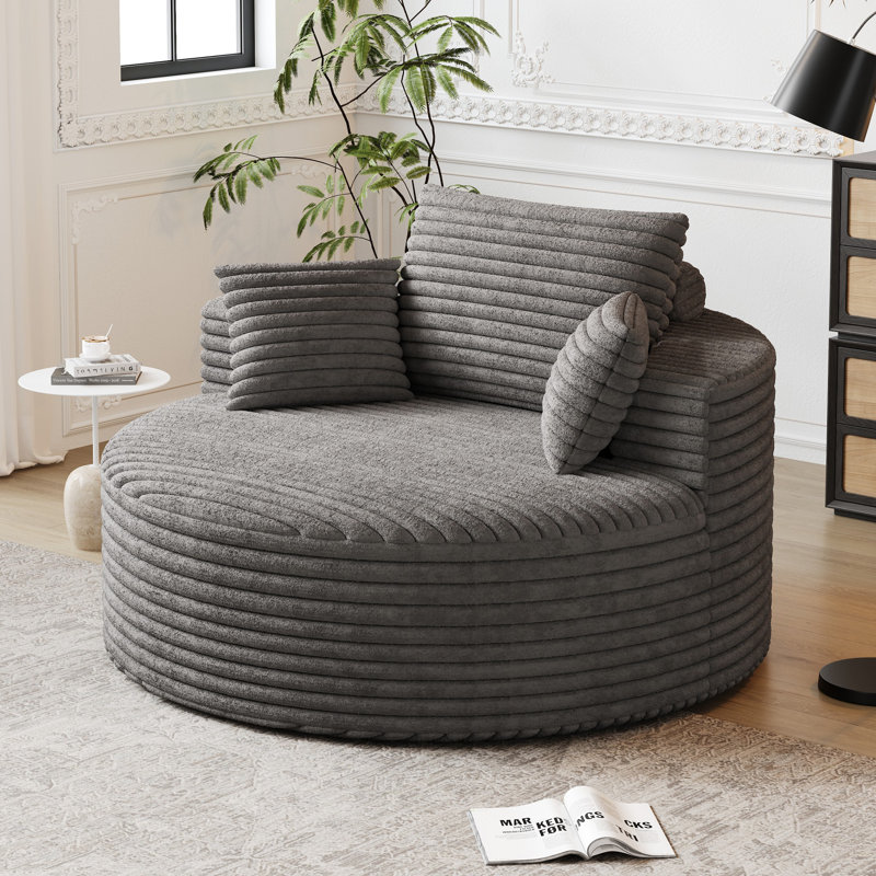 Fauteuil simple 50 po en éponge Corduroy - sans assemblage requis, fauteuil d'appoint moderne moelleux pour le salon, la chambre à coucher et le cinéma maison (pas un fauteuil pivotant)