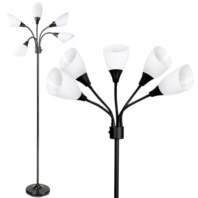 Lampe sur pied réglable à 5 lumières Foran - Design moderne au fini noir ou gris - L 16 po x l 16 po x H 69 po