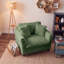 Fauteuil d'appoint en velours côtelé de 47 pouces avec coussins et pieds en bois massif-2111653540