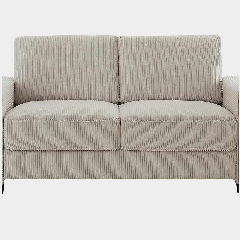 Canapé moderne en velours côtelé 2 places, Beige, 33" H x 66" W x 32" D