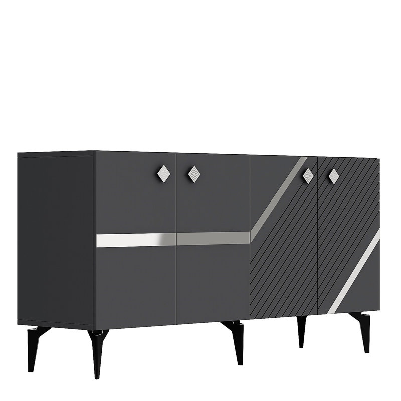 Zeiger 150 Cm Wide Sideboard, Grey/Silver