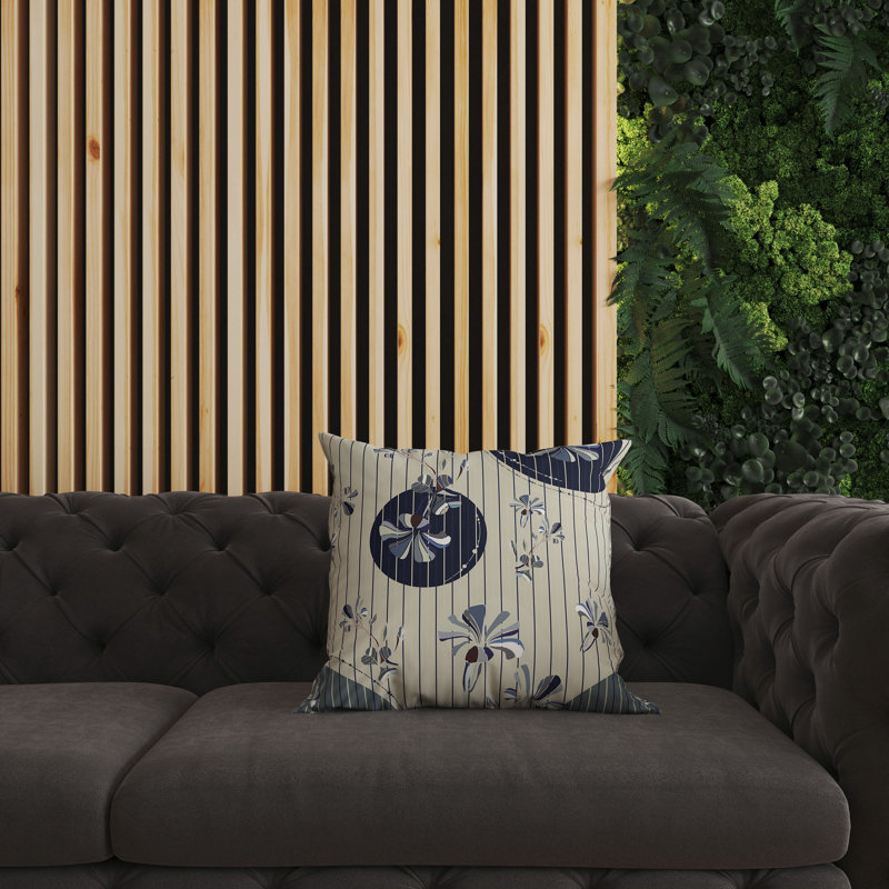 Coussin décoratif réversible intérieur / extérieur Circular Garden, H 18 po x l 18 po, Bleu / Vert / Jaune