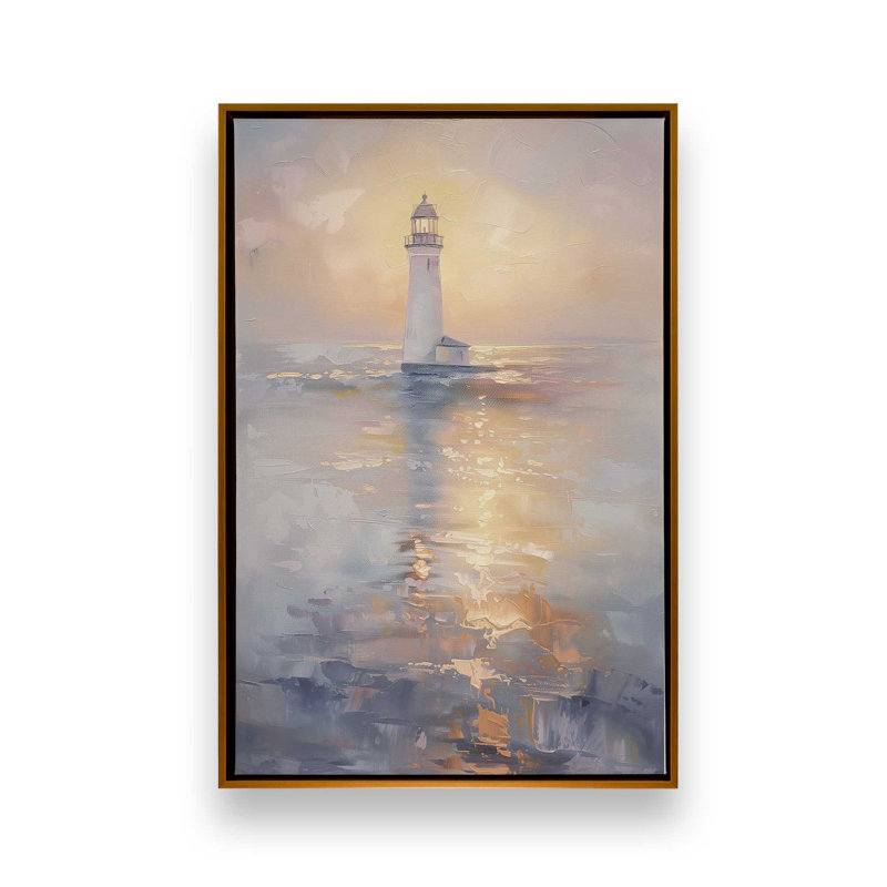«Ocean's Sentinel V2 sur toile» par Golden Glow Interiors, Cadre flottant or poli, H 32 po x l 22 po x P 1,75 po