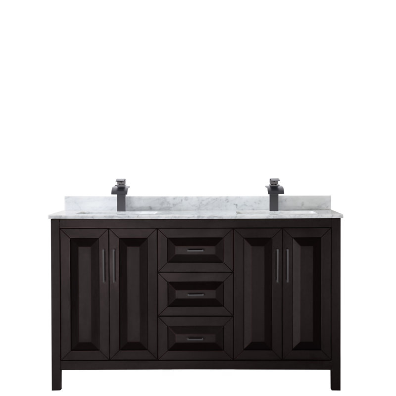 Daria 60'' W Double Vanity, Dark Espresso, Matte Black