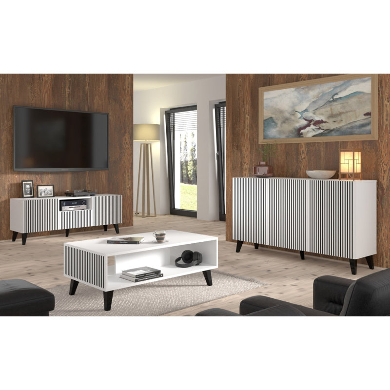 Ravenna Coffee Table with Storage, Black, White