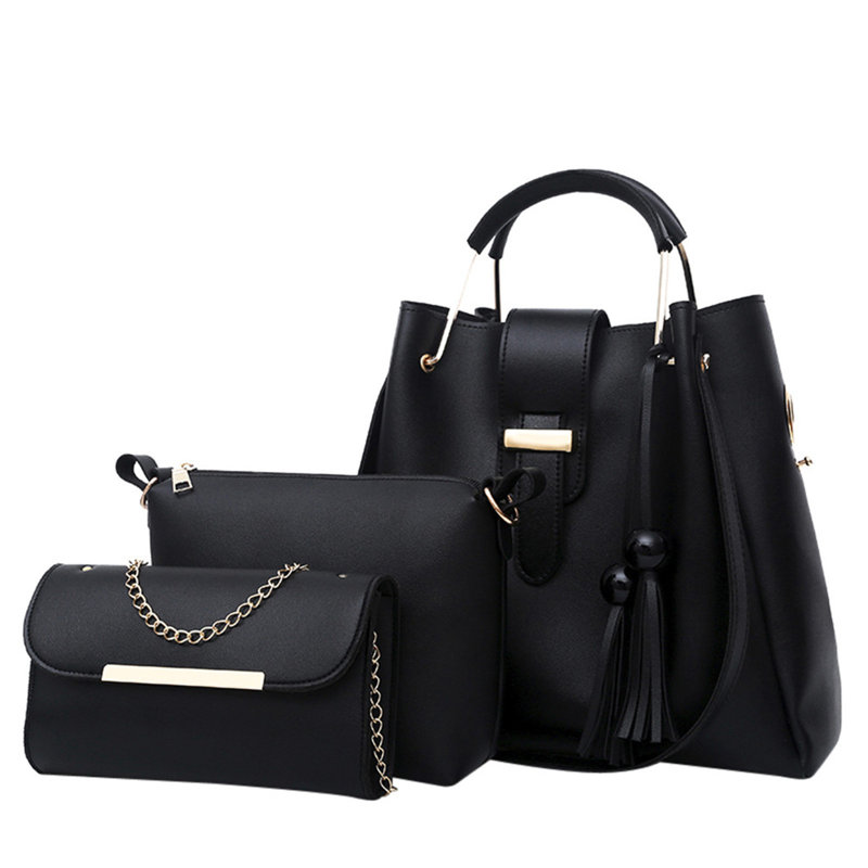 Portefeuilles 3 pièces pour femmes, Black