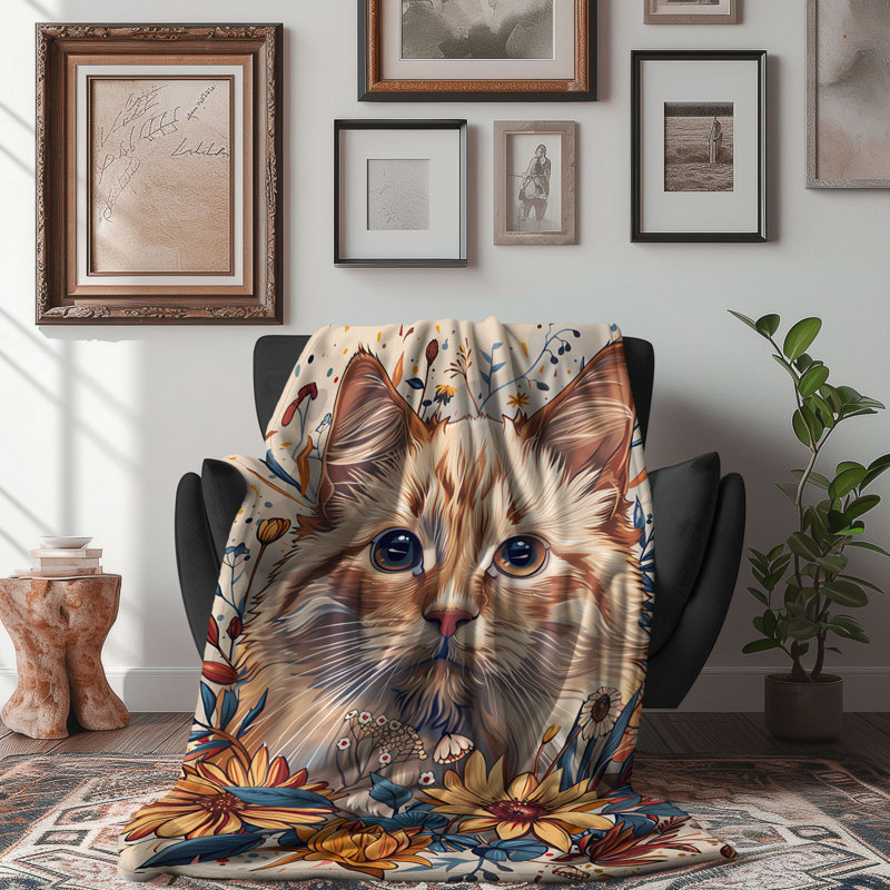  Couverture florale en fourrure Grace, L 50 po x L 60 po