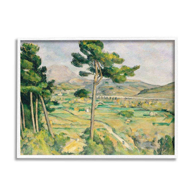 Paysage champêtre vert lointain, H 11 po x l 14 po x P 1,5 po, Giclée encadrée blanc bord de mer