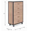 Commode 5 tiroirs en chêne clair patiné