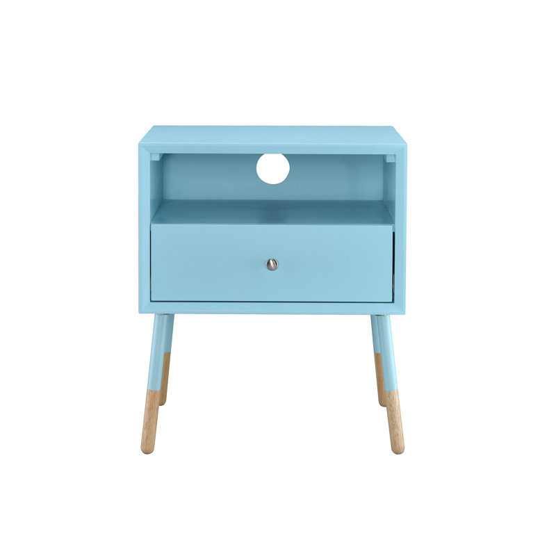 Bowersville Transitional 24"H 1-Drawer Rectangular End Table with Storage, Teal