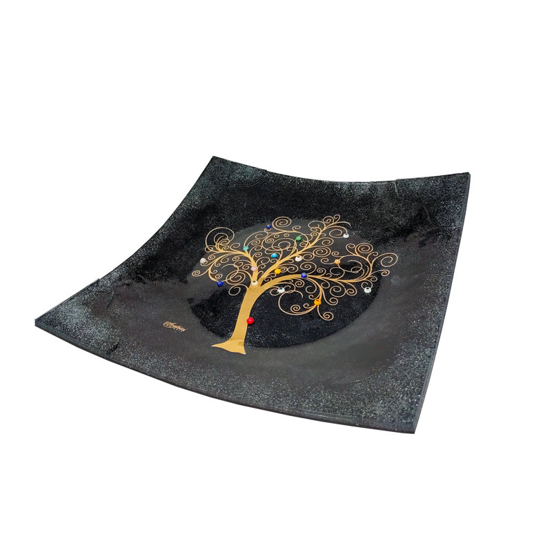 Clinkscales Glass Decorative Plate 1, Black, 2cm H x 38cm W x 38cm D