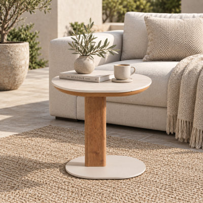 Table d'appoint d'extérieur en aluminium avec plateau en pierre frittée